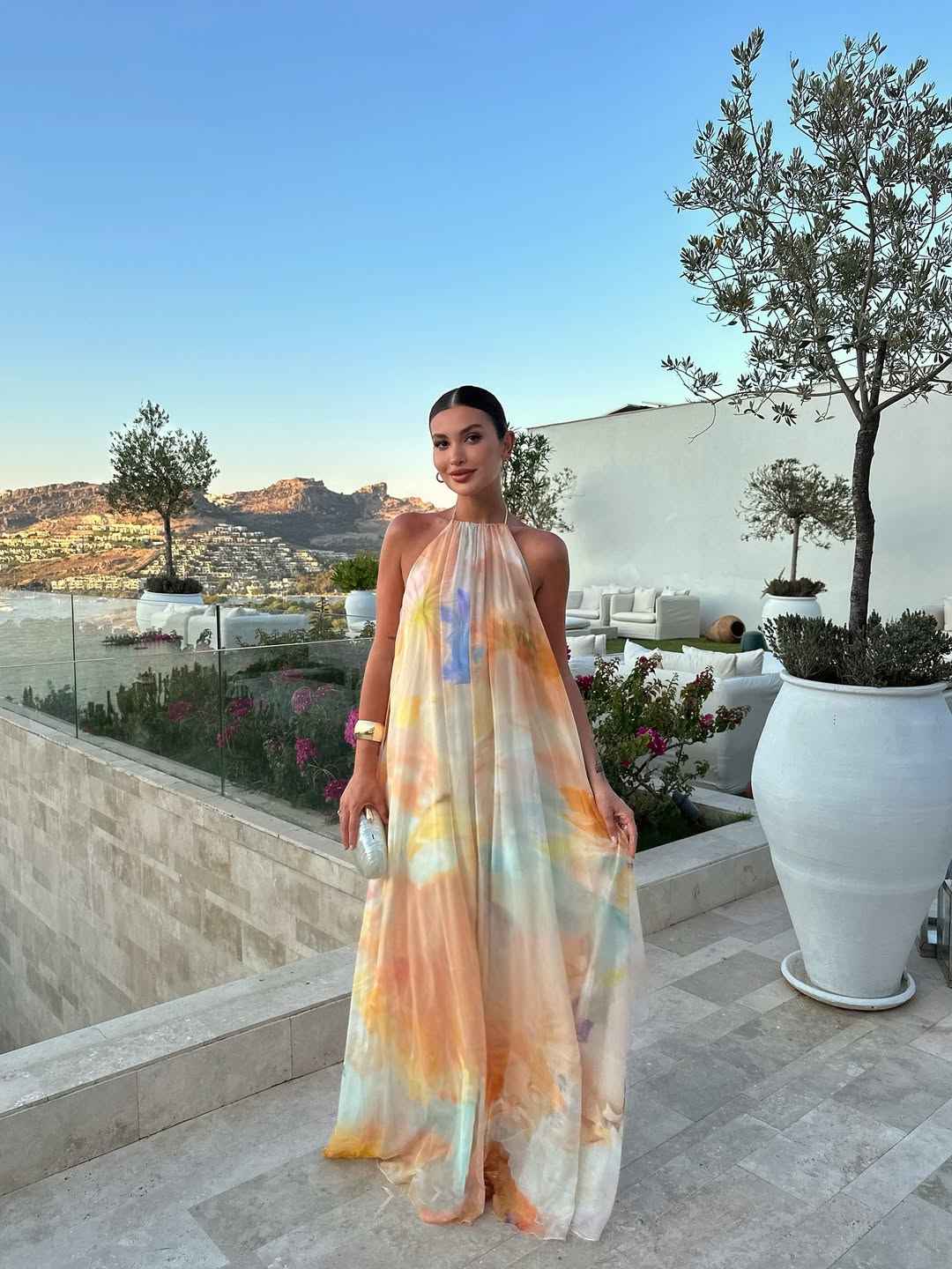Women's Printed Halter Maxi Summer Wedding Guest Dress