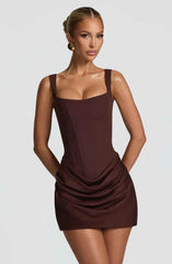 Women's Sleeveless Draped Corset Mini Dress