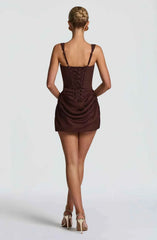 Women's Sleeveless Draped Corset Mini Dress