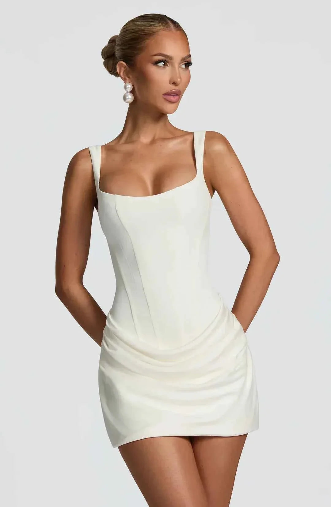 Women's Sleeveless Draped Corset Mini Dress
