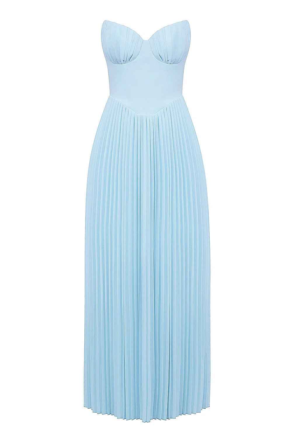 Women's Strapless Pleated Maxi Wedding Guest Dress