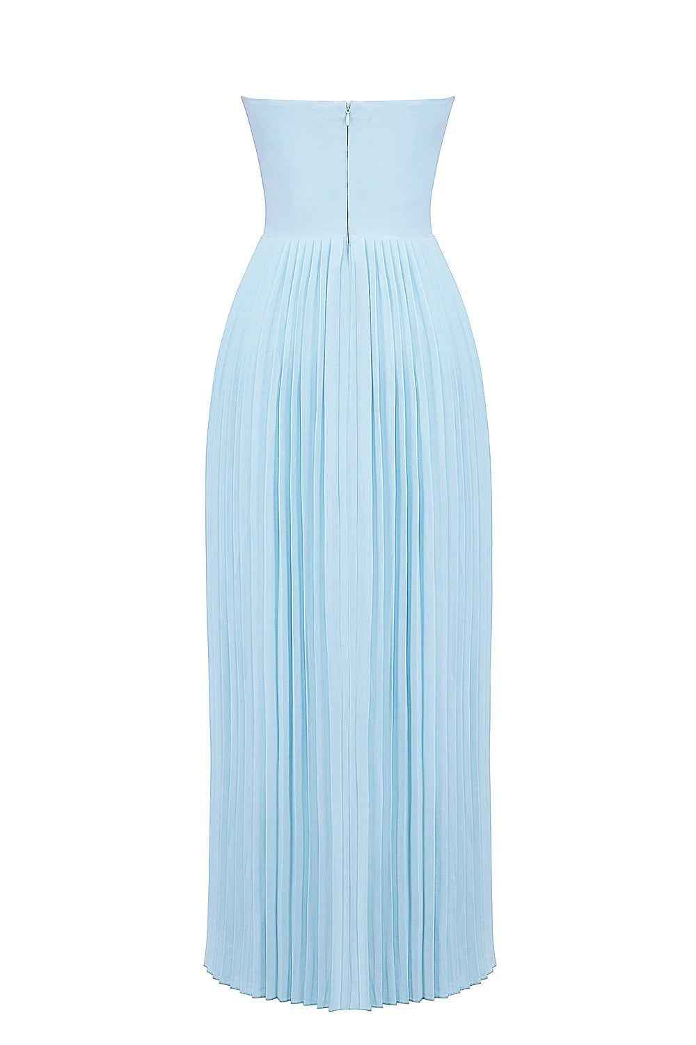 Women's Strapless Pleated Maxi Wedding Guest Dress