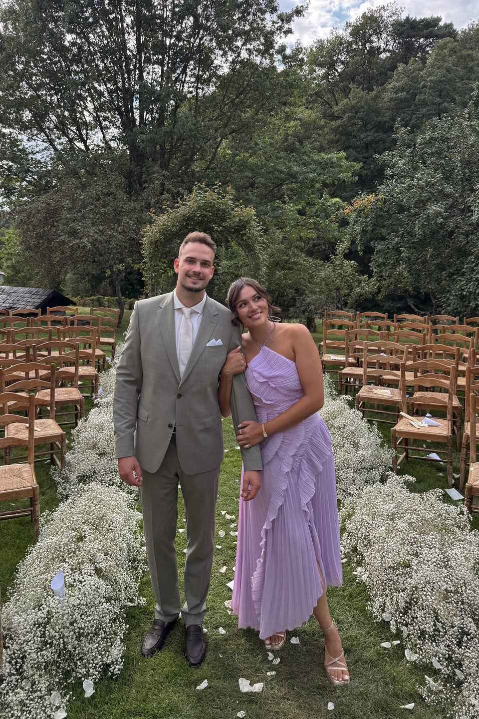 Women's Pleated Ruffled Maxi Wedding Guest Dress