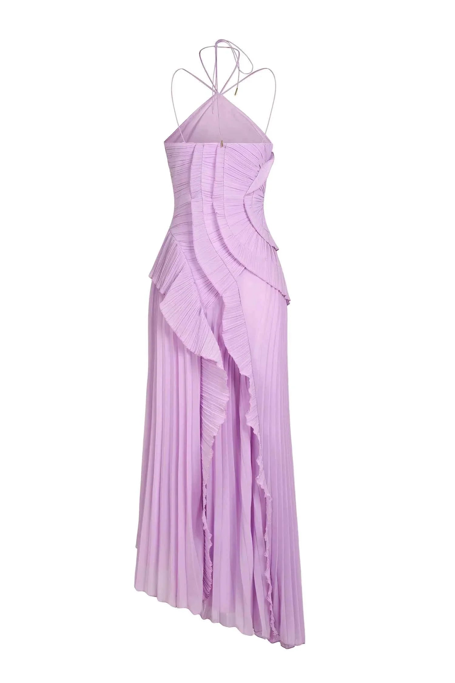 Women's Pleated Ruffled Maxi Wedding Guest Dress