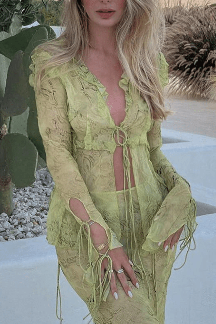 Women's Flowing Two-Piece Vacation Summer Cover-up Set