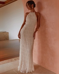 Women's Backless Sculpted Texture Maxi Summer Dress