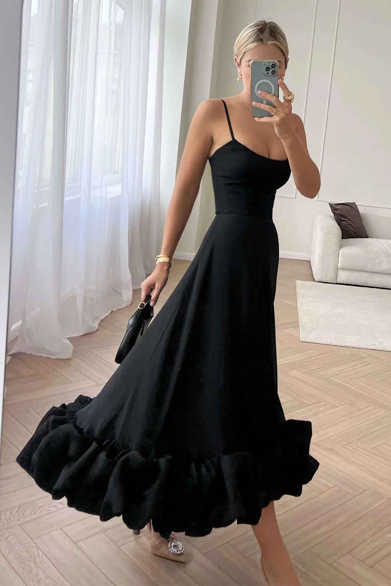 Women's Sleeveless Twirl Midi Prom Dress
