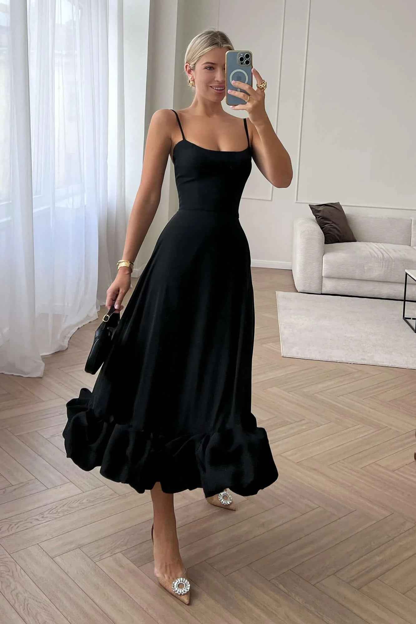 Women's Sleeveless Twirl Midi Prom Dress