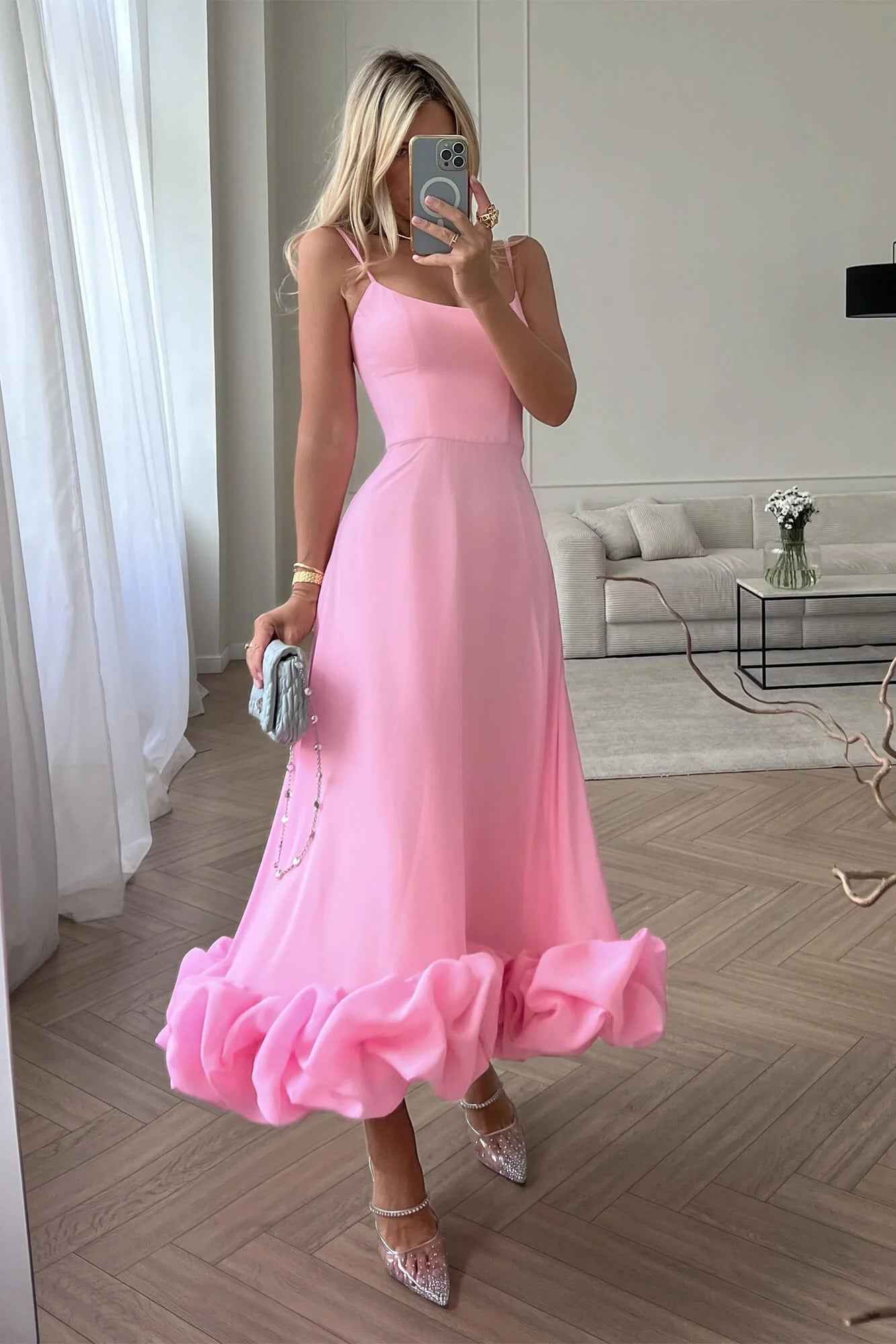 Women's Sleeveless Twirl Midi Prom Dress
