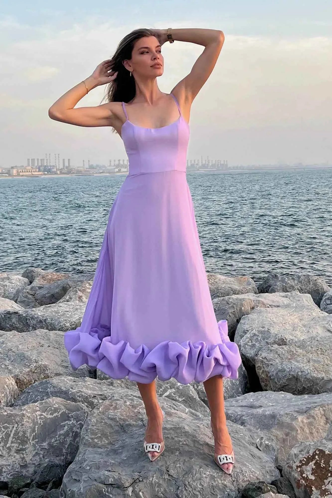 Women's Sleeveless Twirl Midi Prom Dress