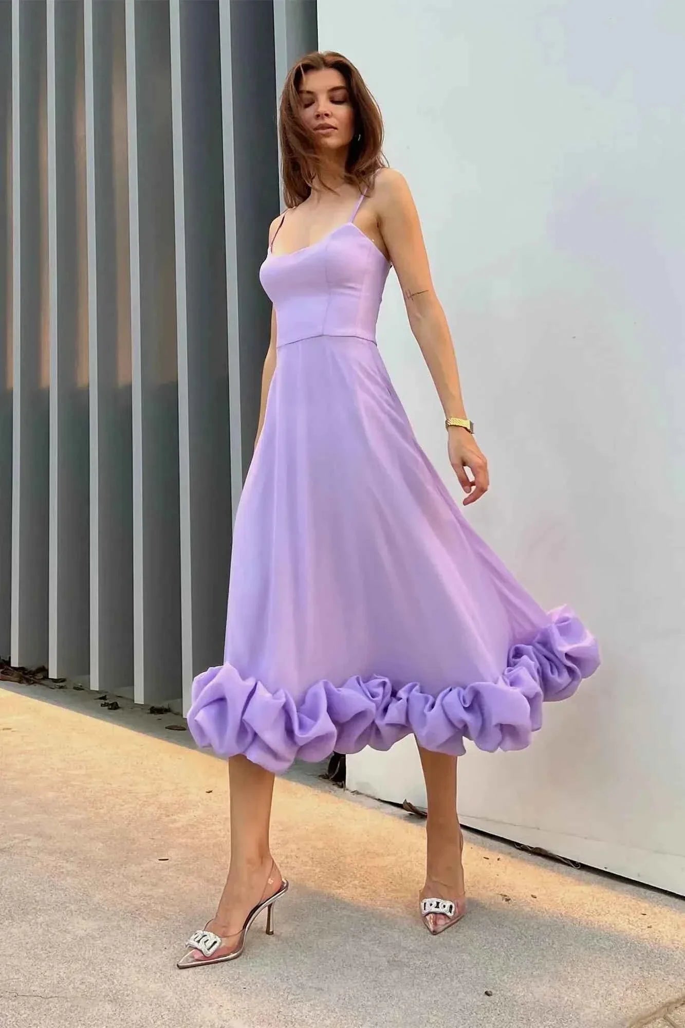 Women's Sleeveless Twirl Midi Prom Dress