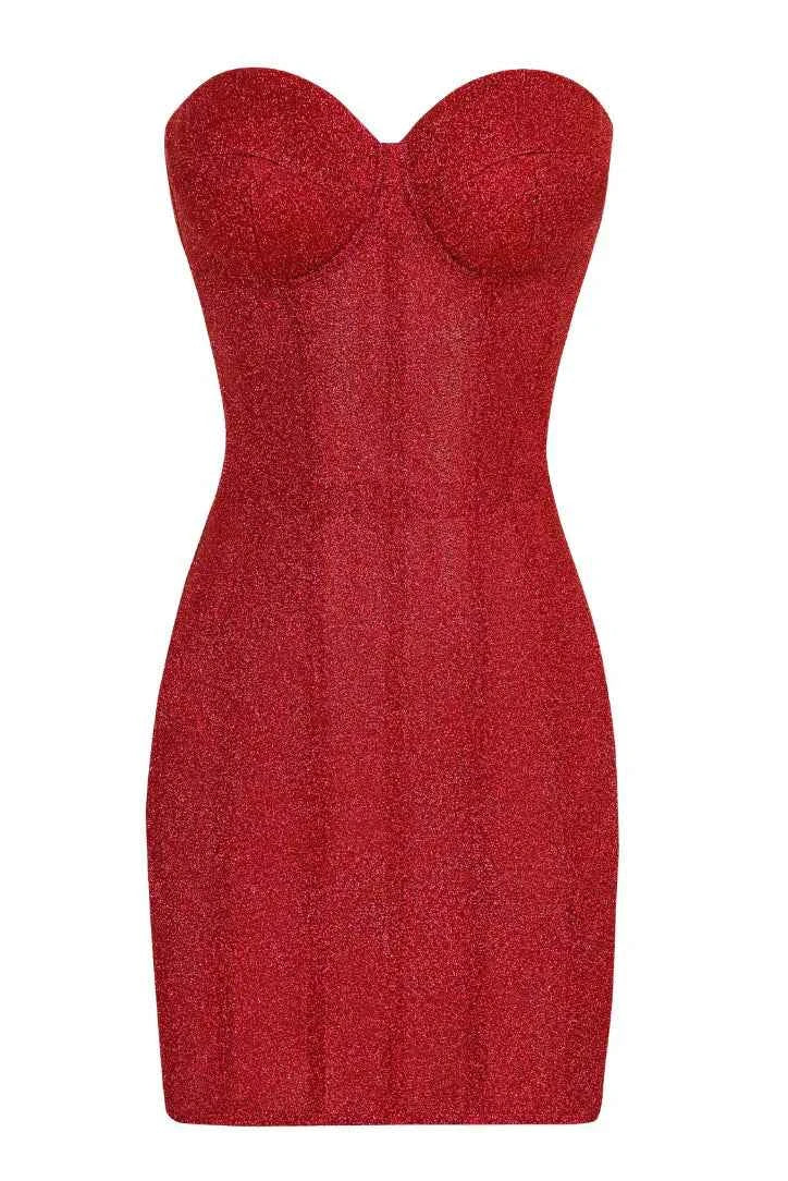 Women's Strapless Glitter Corset Mini Party Dress