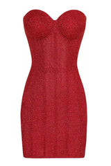 Women's Strapless Glitter Corset Mini Party Dress