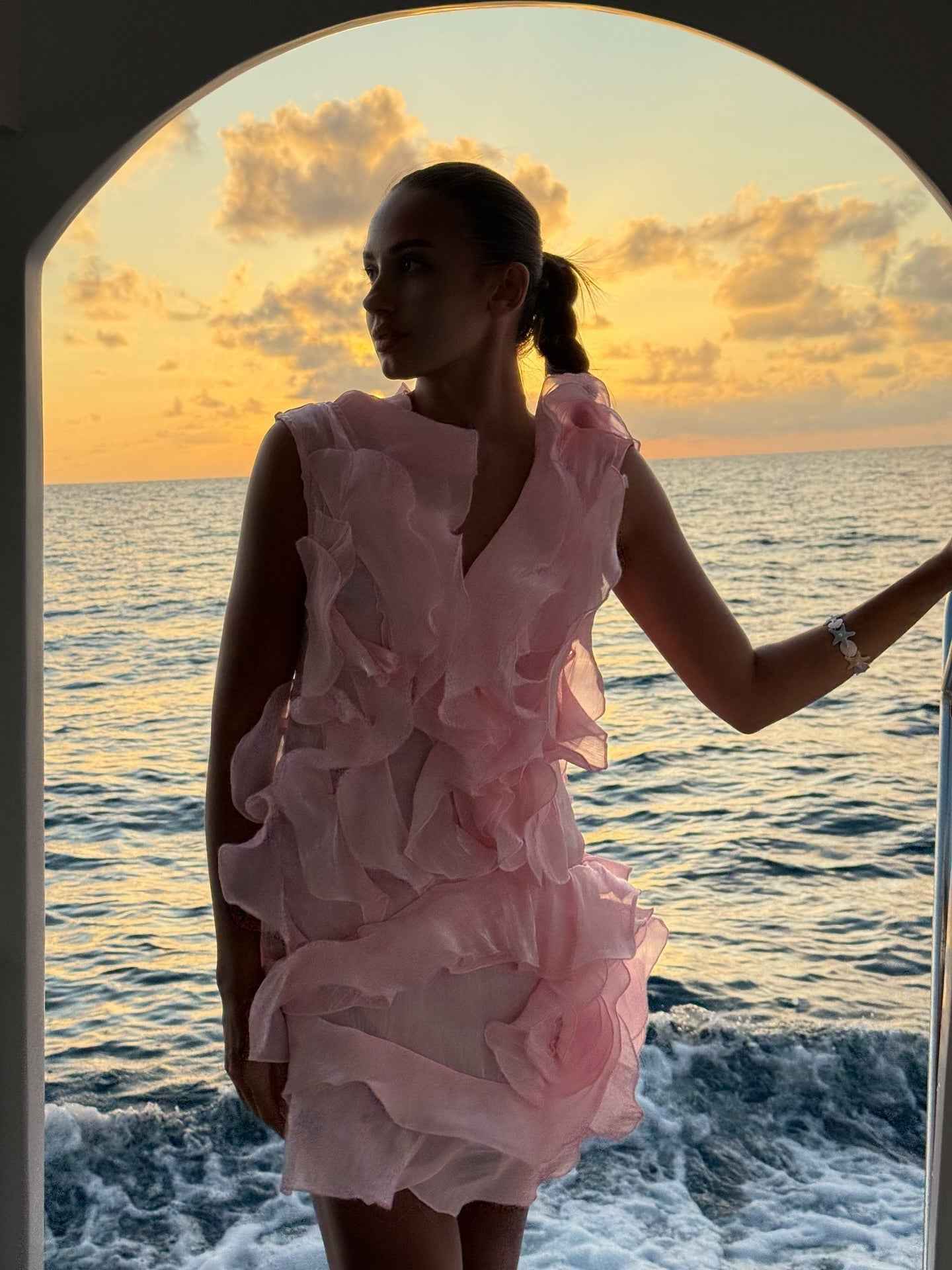 Women's V-Neck Off-Shoulder Ruffled Mini Summer Dress