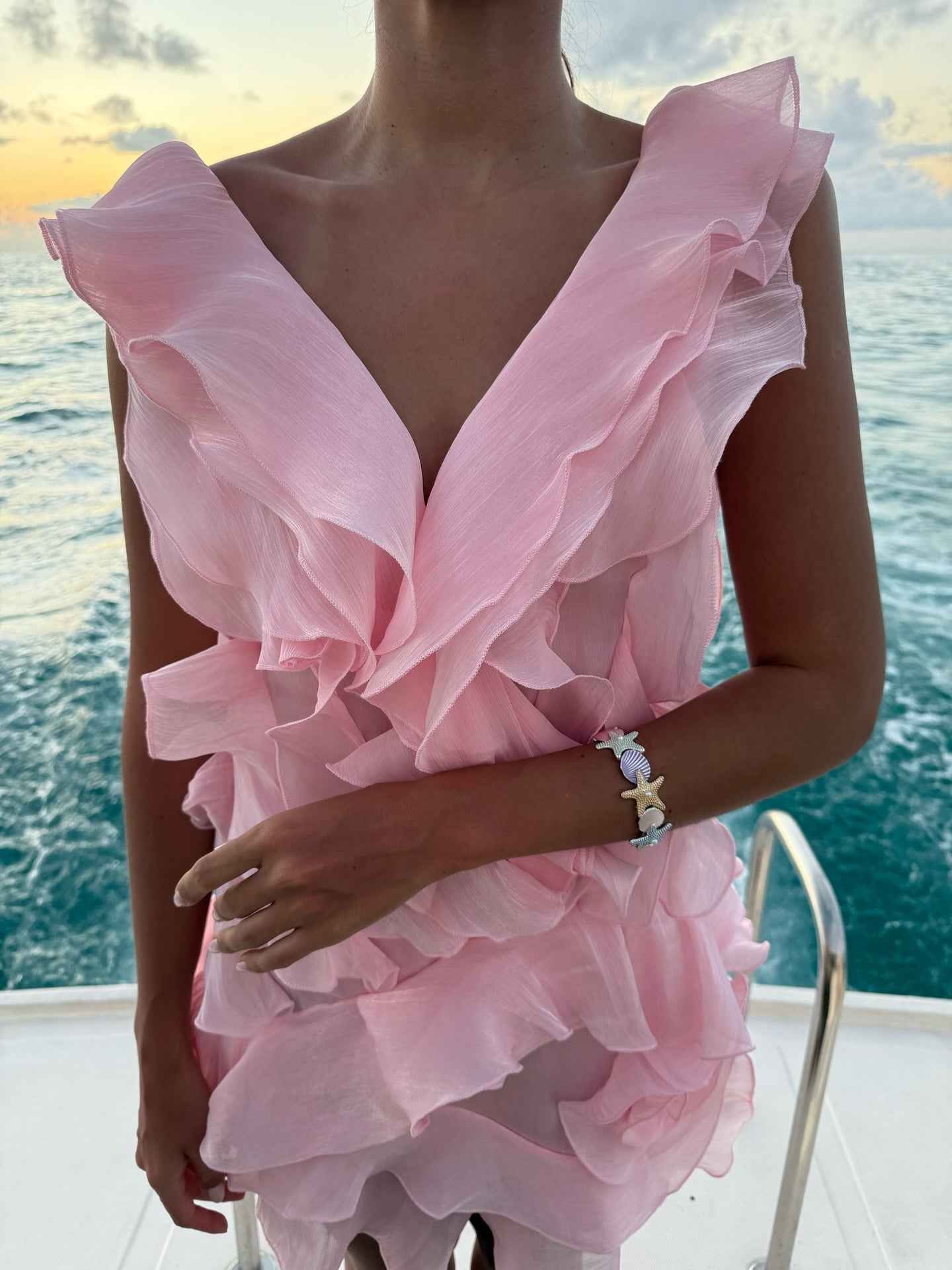 Women's V-Neck Off-Shoulder Ruffled Mini Summer Dress