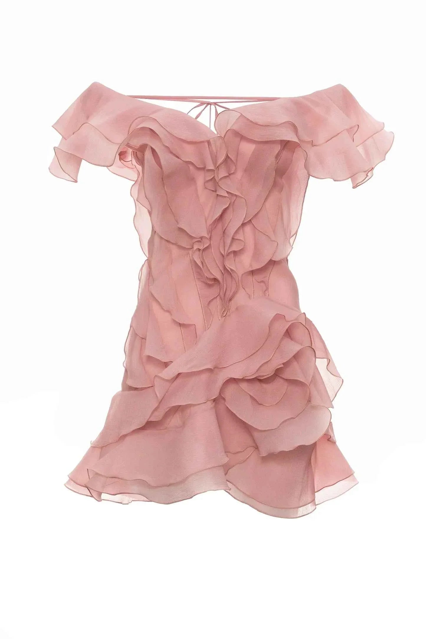 Women's V-Neck Off-Shoulder Ruffled Mini Summer Dress