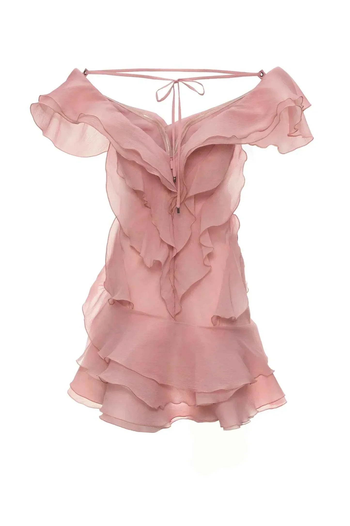 Women's V-Neck Off-Shoulder Ruffled Mini Summer Dress