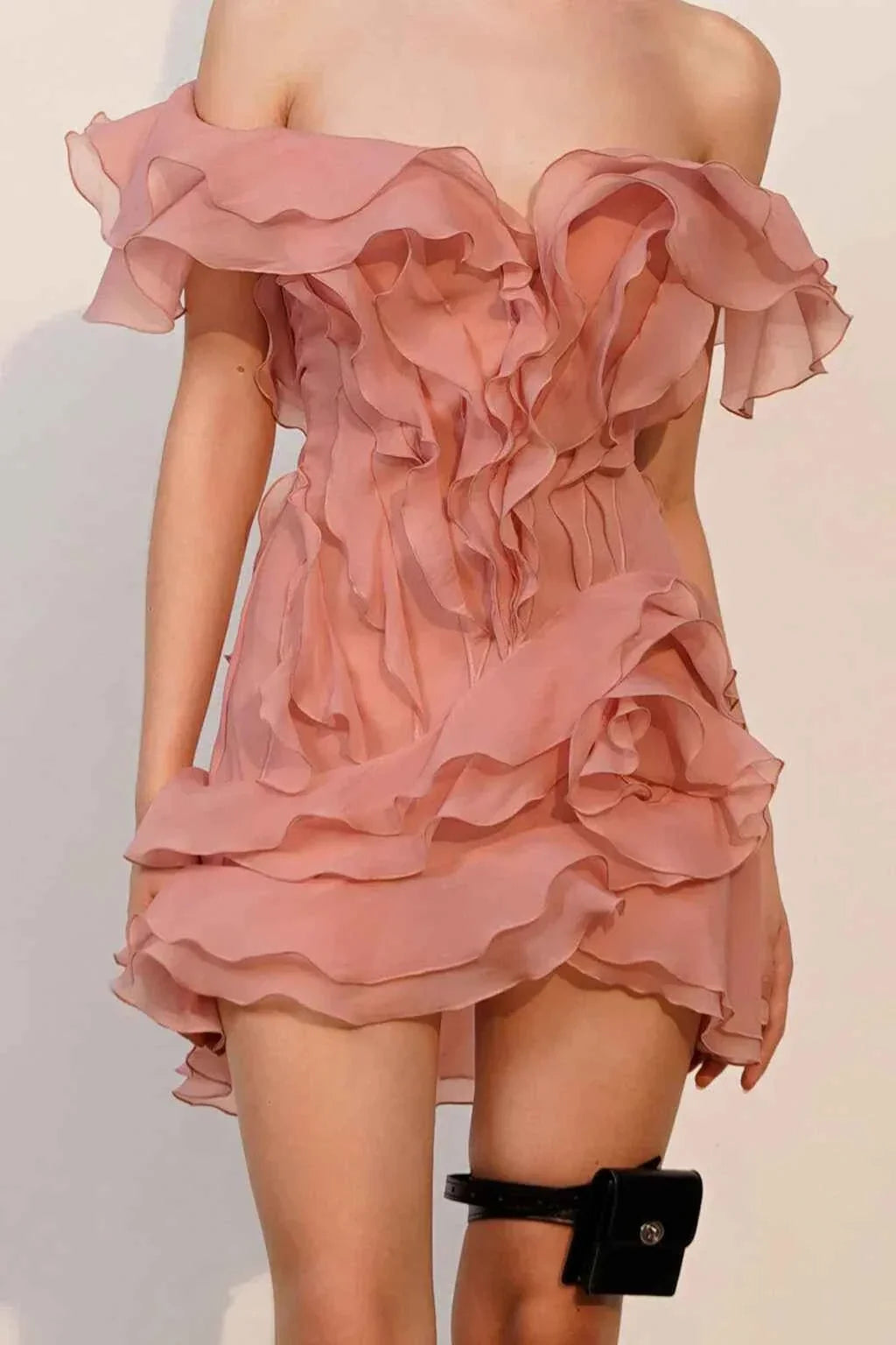 Women's V-Neck Off-Shoulder Ruffled Mini Summer Dress