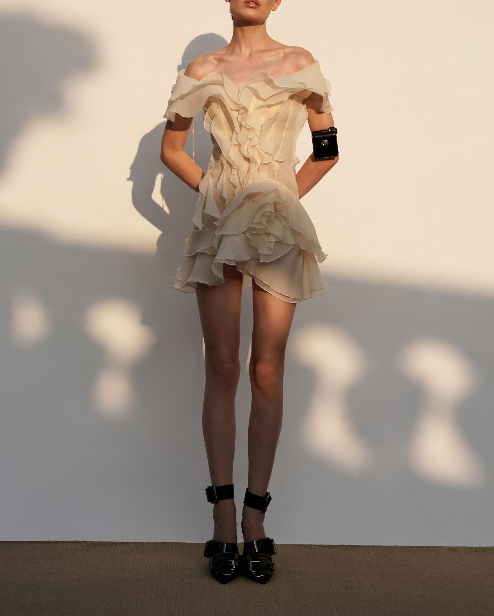 Women's V-Neck Off-Shoulder Ruffled Mini Summer Dress