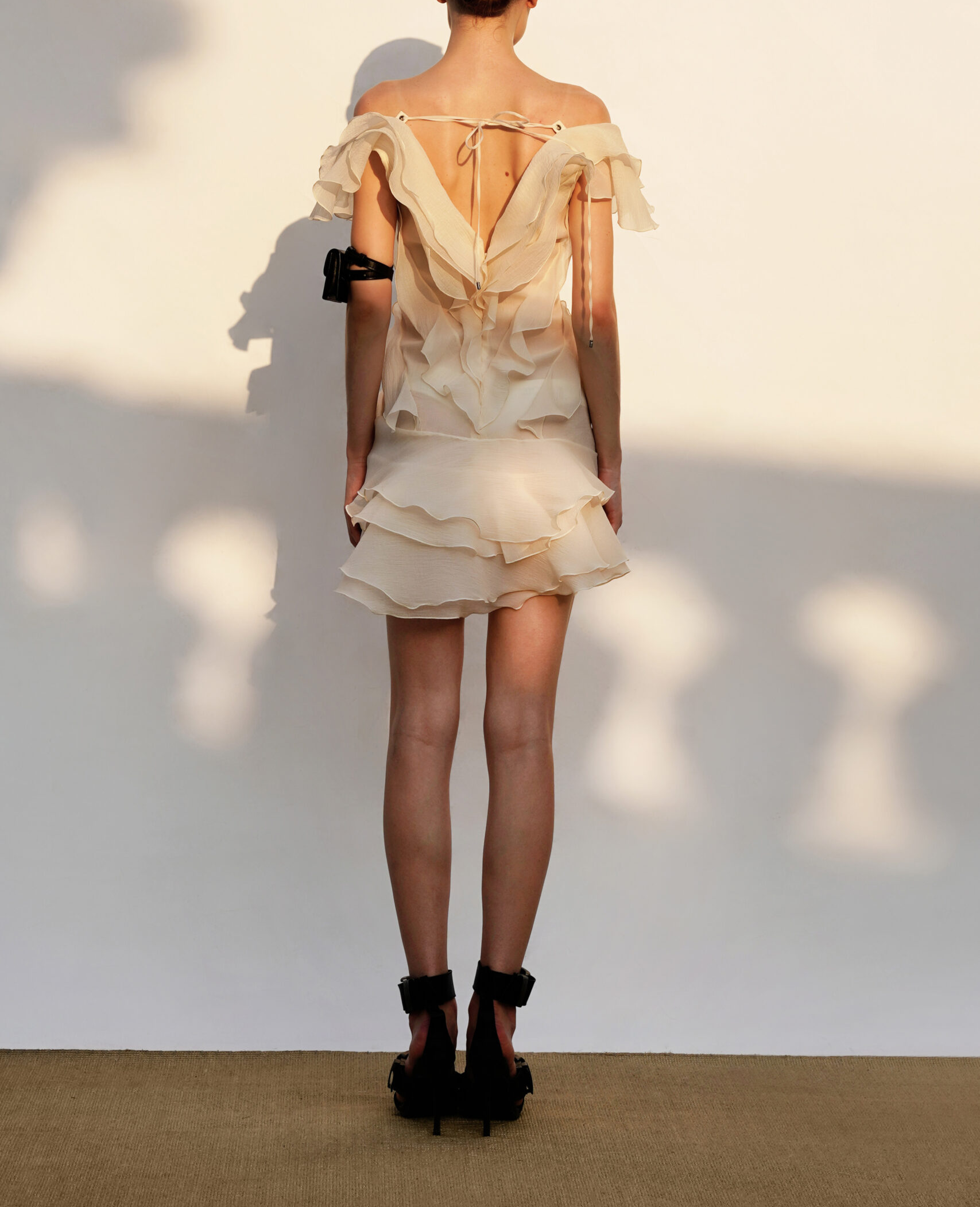 Women's V-Neck Off-Shoulder Ruffled Mini Summer Dress