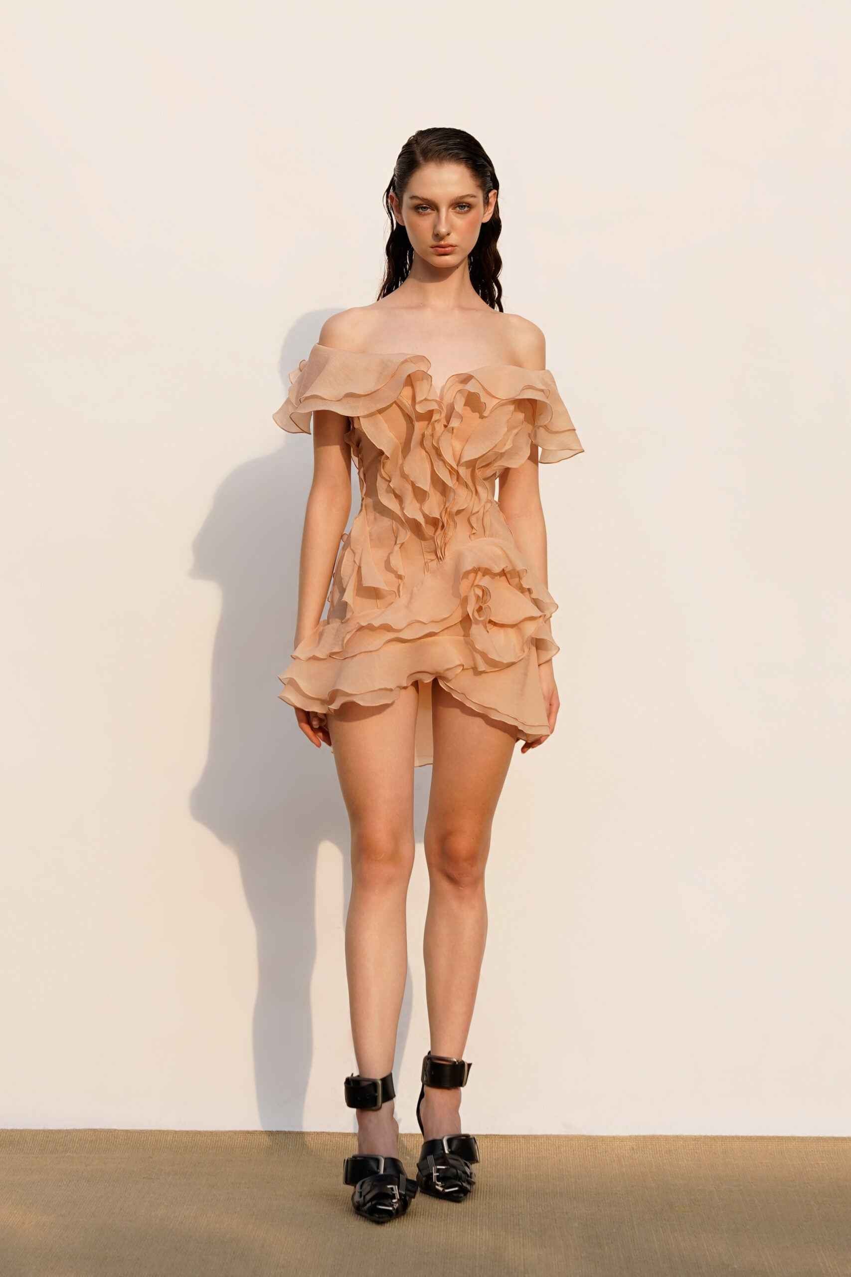 Women's V-Neck Off-Shoulder Ruffled Mini Summer Dress