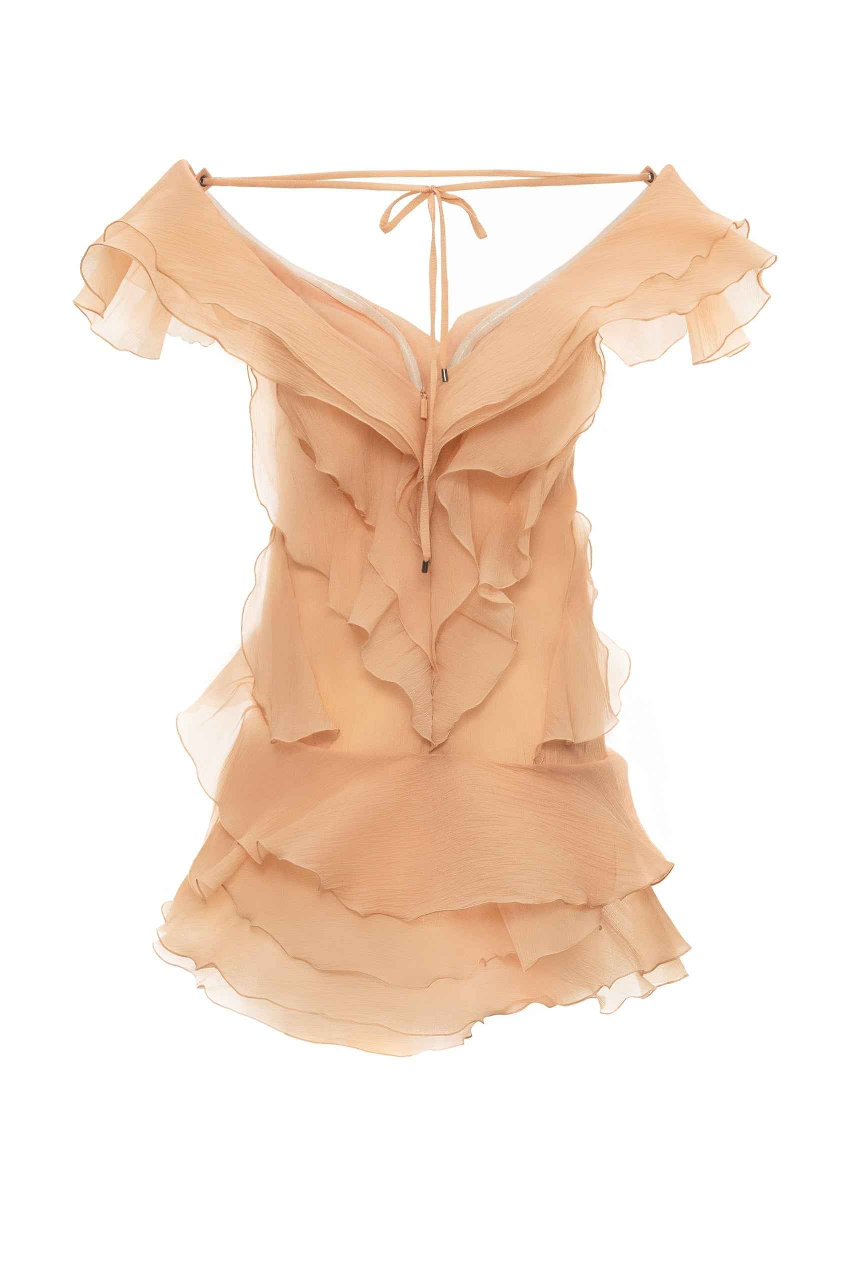 Women's V-Neck Off-Shoulder Ruffled Mini Summer Dress