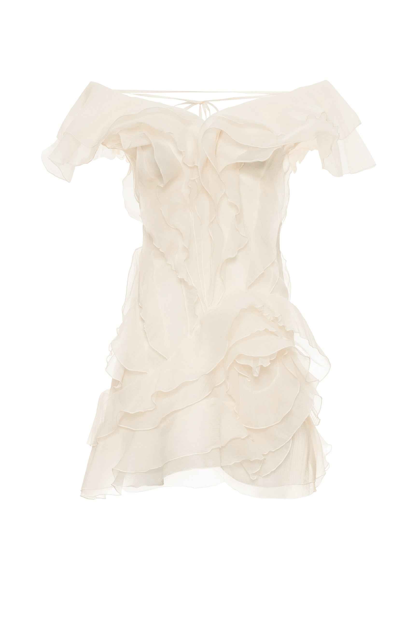 Women's V-Neck Off-Shoulder Ruffled Mini Summer Dress