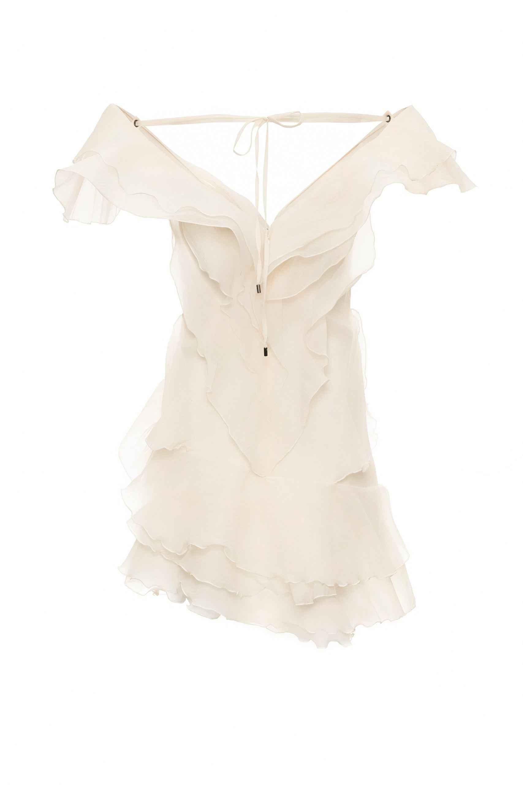 Women's V-Neck Off-Shoulder Ruffled Mini Summer Dress