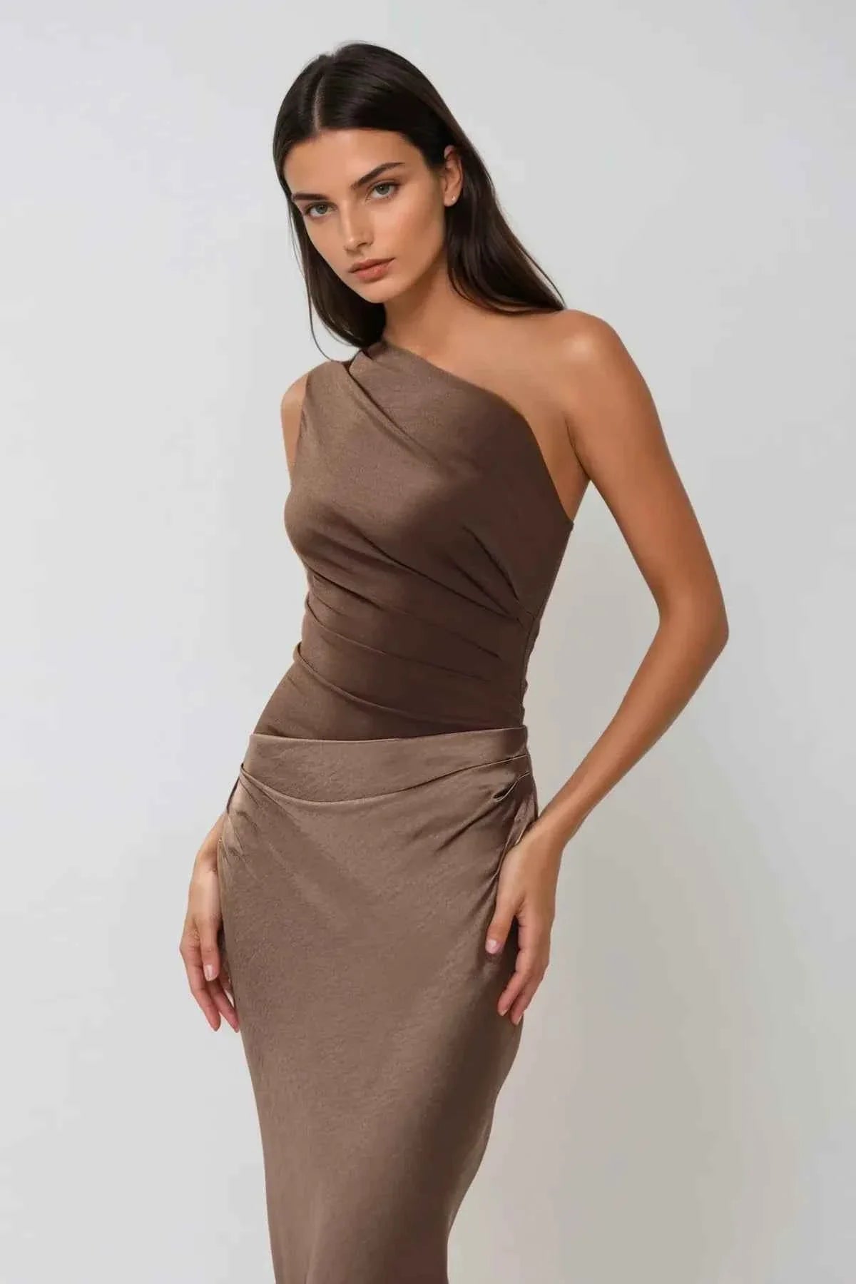 Women's Elegant One Shoulder Maxi Wedding Guest Dress