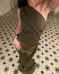 Women's Elegant One Shoulder Maxi Wedding Guest Dress