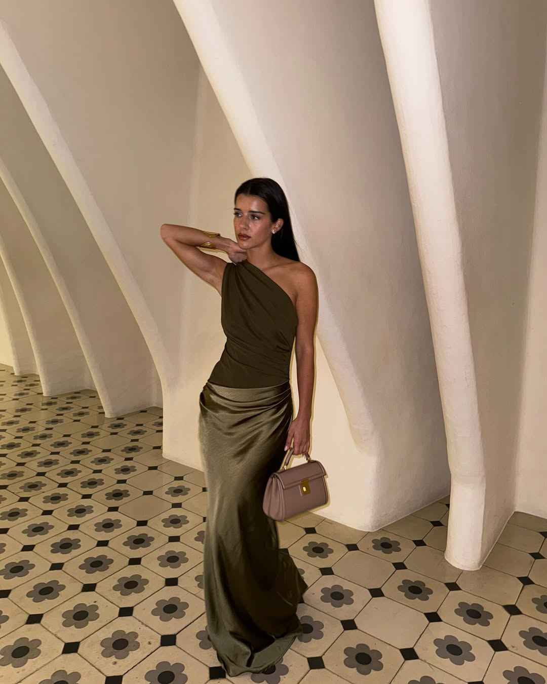 Women's Elegant One Shoulder Maxi Wedding Guest Dress
