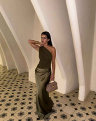 Women's Elegant One Shoulder Maxi Wedding Guest Dress