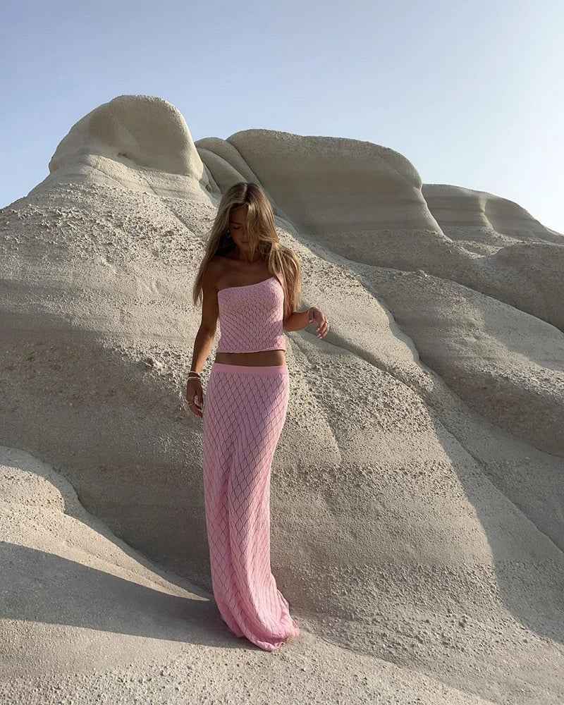 Women's One-Strap Summer Vacation Two-Piece Set