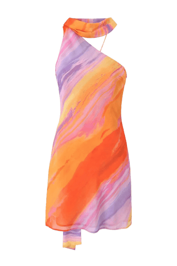 Women's One-Shoulder Satin Mini Summer Dress