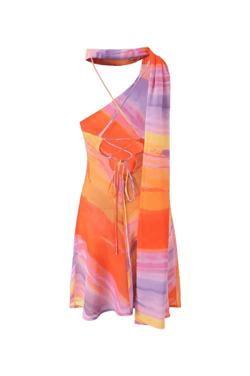 Women's One-Shoulder Satin Mini Summer Dress
