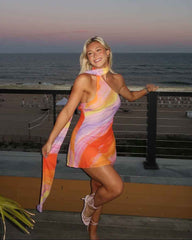 Women's One-Shoulder Satin Mini Summer Dress