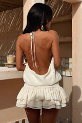 Women's Open-Back Halter Mini Summer Vacation Dress
