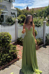Women's Pleated Corset Maxi Wedding Guest Dress