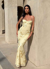 Women's Sleeveless Floral Embroidery Maxi Wedding Guest Dress