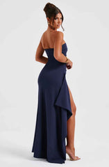Women's Strapless Slit Maxi Prom Dress