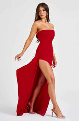 Women's Strapless Slit Maxi Prom Dress