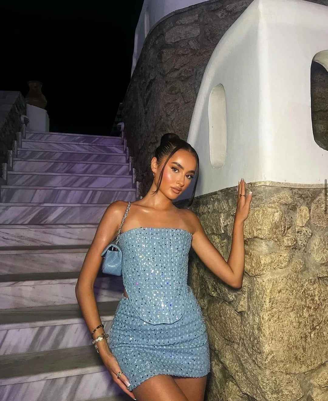 Women's Sequin Glitter Two-Piece Denim Set