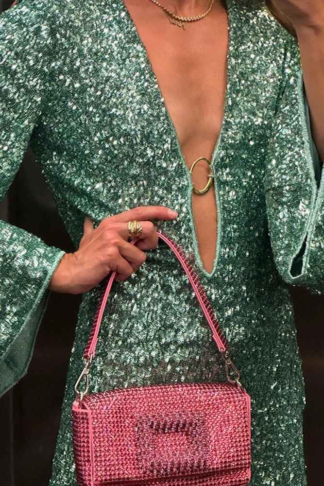 Women's Long Sleeve Sequin Mini Summer Dress