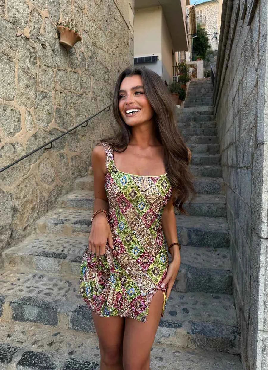 Women's Sequin Crystal Mini Summer Party Dress