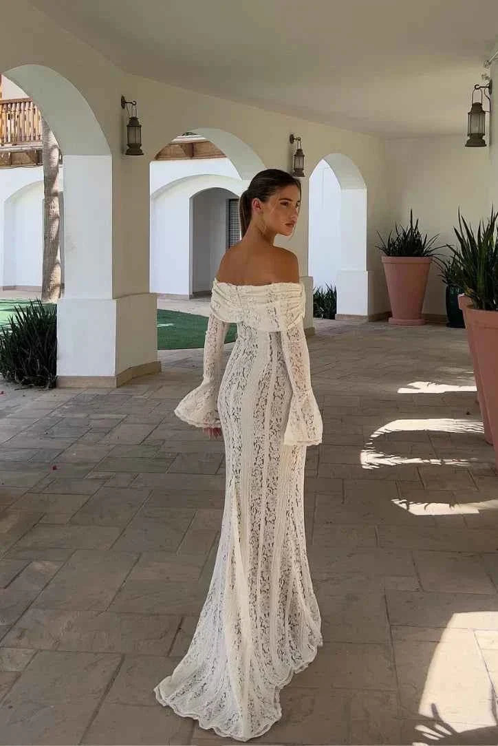 Women's Lace Off-Shoulder Maxi Summer Dress