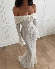 Women's Lace Off-Shoulder Maxi Summer Dress