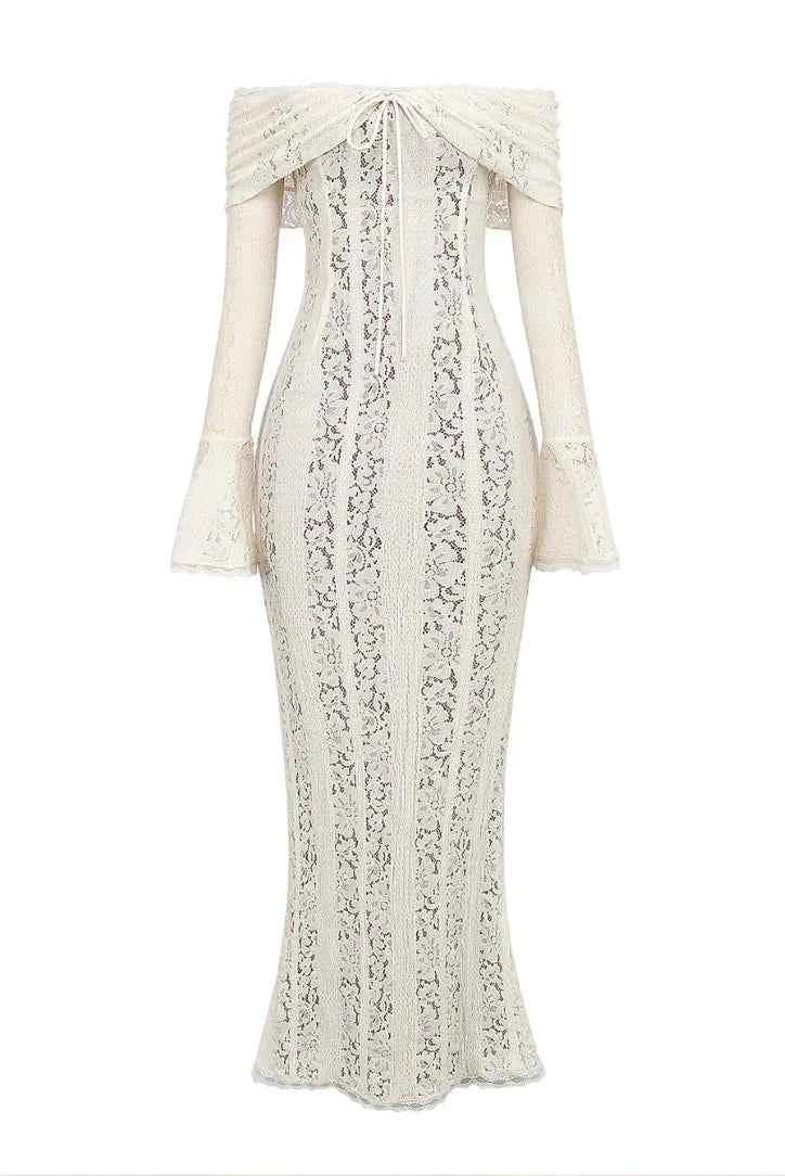 Women's Lace Off-Shoulder Maxi Summer Dress