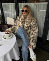 Women's Oversized Faux Fur Leopard Coat