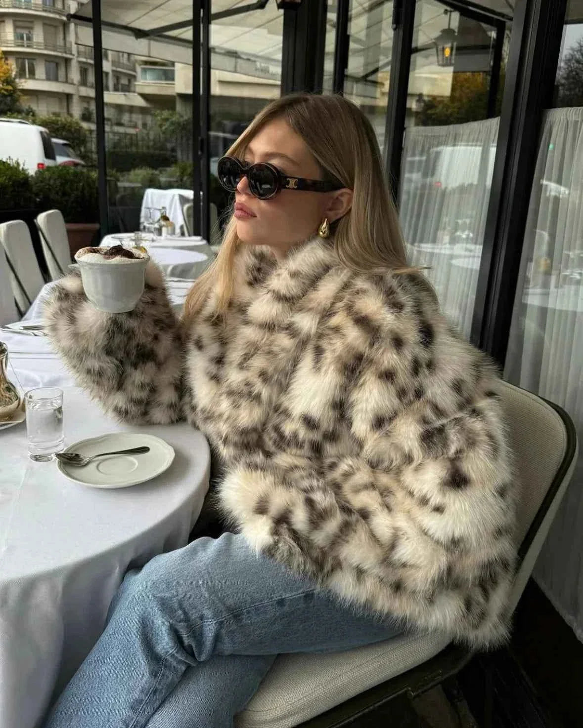 Women's Oversized Faux Fur Leopard Coat