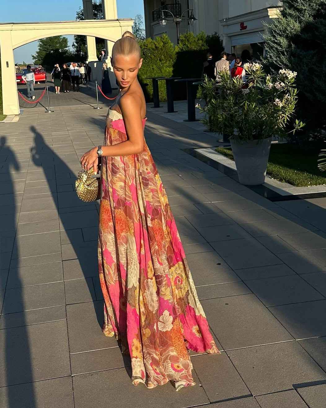 Women's Floral Strapless Maxi Summer Wedding Guest Dress